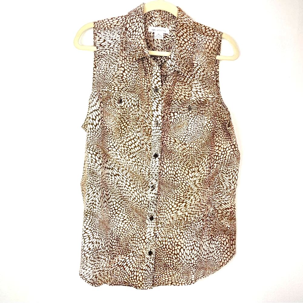 Vintage Liz Claiborne Brown Tank Top Linen Cotton Blend XL